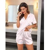 image:imageEkouaer Silk Pajamas for Women Short Sleeve Satin Sleepwear Twopiece Pjs Set Soft V Neck LoungewearSXXLWhite Pink Leopard