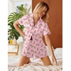 image:imageEkouaer Silk Satin Pajamas 2 Piece Pajamas for Women Set Button Down PJ Short Sleeve and Shorts Pjs Lounge Sets2pink With Cheetah