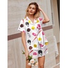 image:imageEkouaer Silk Satin Pajamas 2 Piece Pajamas for Women Set Button Down PJ Short Sleeve and Shorts Pjs Lounge SetsBall White