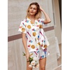 image:imageEkouaer Silk Satin Pajamas 2 Piece Pajamas for Women Set Button Down PJ Short Sleeve and Shorts Pjs Lounge SetsBat White