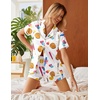 image:imageEkouaer Silk Satin Pajamas 2 Piece Pajamas for Women Set Button Down PJ Short Sleeve and Shorts Pjs Lounge SetsBat White