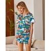 image:imageEkouaer Silk Satin Pajamas 2 Piece Pajamas for Women Set Button Down PJ Short Sleeve and Shorts Pjs Lounge SetsBluesanta Claus on Vacation