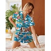 image:imageEkouaer Silk Satin Pajamas 2 Piece Pajamas for Women Set Button Down PJ Short Sleeve and Shorts Pjs Lounge SetsBluesanta Claus on Vacation