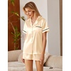 image:imageEkouaer Silk Satin Pajamas 2 Piece Pajamas for Women Set Button Down PJ Short Sleeve and Shorts Pjs Lounge SetsChampagne
