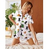 image:imageEkouaer Silk Satin Pajamas 2 Piece Pajamas for Women Set Button Down PJ Short Sleeve and Shorts Pjs Lounge SetsCute Pattern