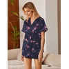 image:imageEkouaer Silk Satin Pajamas 2 Piece Pajamas for Women Set Button Down PJ Short Sleeve and Shorts Pjs Lounge SetsDeep Blue Cocktail Glass