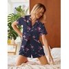 image:imageEkouaer Silk Satin Pajamas 2 Piece Pajamas for Women Set Button Down PJ Short Sleeve and Shorts Pjs Lounge SetsDeep Blue Cocktail Glass