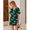 image:imageEkouaer Silk Satin Pajamas 2 Piece Pajamas for Women Set Button Down PJ Short Sleeve and Shorts Pjs Lounge SetsGrenn Tiger