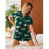 image:imageEkouaer Silk Satin Pajamas 2 Piece Pajamas for Women Set Button Down PJ Short Sleeve and Shorts Pjs Lounge SetsGrenn Tiger