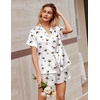 image:imageEkouaer Silk Satin Pajamas 2 Piece Pajamas for Women Set Button Down PJ Short Sleeve and Shorts Pjs Lounge SetsMartini White