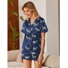image:imageEkouaer Silk Satin Pajamas 2 Piece Pajamas for Women Set Button Down PJ Short Sleeve and Shorts Pjs Lounge SetsNavy With Zebra