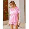 image:imageEkouaer Silk Satin Pajamas 2 Piece Pajamas for Women Set Button Down PJ Short Sleeve and Shorts Pjs Lounge SetsPink
