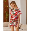 image:imageEkouaer Silk Satin Pajamas 2 Piece Pajamas for Women Set Button Down PJ Short Sleeve and Shorts Pjs Lounge SetsRedsanta Claus on Vacation