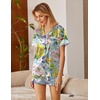 image:imageEkouaer Silk Satin Pajamas 2 Piece Pajamas for Women Set Button Down PJ Short Sleeve and Shorts Pjs Lounge SetsYellow Chrysanthemum