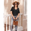 image:imageEkouaer Womens 2 Piece Lounge Set Casual Summer Outfits Ribbed Short Sleeve amp Wide Leg Pants Matching Set for Travel HomeBlack