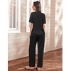 image:imageEkouaer Womens 2 Piece Lounge Set Casual Summer Outfits Ribbed Short Sleeve amp Wide Leg Pants Matching Set for Travel HomeBlack