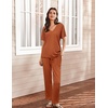 image:imageEkouaer Womens 2 Piece Lounge Set Casual Summer Outfits Ribbed Short Sleeve amp Wide Leg Pants Matching Set for Travel HomeBrick Red
