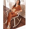 image:imageEkouaer Womens 2 Piece Lounge Set Casual Summer Outfits Ribbed Short Sleeve amp Wide Leg Pants Matching Set for Travel HomeBrick Red