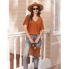 image:imageEkouaer Womens 2 Piece Lounge Set Casual Summer Outfits Ribbed Short Sleeve amp Wide Leg Pants Matching Set for Travel HomeBrick Red