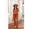image:imageEkouaer Womens 2 Piece Lounge Set Casual Summer Outfits Ribbed Short Sleeve amp Wide Leg Pants Matching Set for Travel HomeBrick Red