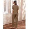image:imageEkouaer Womens 2 Piece Lounge Set Casual Summer Outfits Ribbed Short Sleeve amp Wide Leg Pants Matching Set for Travel HomeBrown