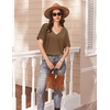 image:imageEkouaer Womens 2 Piece Lounge Set Casual Summer Outfits Ribbed Short Sleeve amp Wide Leg Pants Matching Set for Travel HomeBrown