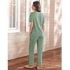 image:imageEkouaer Womens 2 Piece Lounge Set Casual Summer Outfits Ribbed Short Sleeve amp Wide Leg Pants Matching Set for Travel HomeGreen