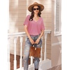 image:imageEkouaer Womens 2 Piece Lounge Set Casual Summer Outfits Ribbed Short Sleeve amp Wide Leg Pants Matching Set for Travel HomeHot Pink