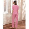 image:imageEkouaer Womens 2 Piece Lounge Set Casual Summer Outfits Ribbed Short Sleeve amp Wide Leg Pants Matching Set for Travel HomeHot Pink