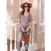 image:imageEkouaer Womens 2 Piece Lounge Set Casual Summer Outfits Ribbed Short Sleeve amp Wide Leg Pants Matching Set for Travel HomeLilac