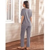 image:imageEkouaer Womens 2 Piece Lounge Set Casual Summer Outfits Ribbed Short Sleeve amp Wide Leg Pants Matching Set for Travel HomePurple