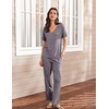image:imageEkouaer Womens 2 Piece Lounge Set Casual Summer Outfits Ribbed Short Sleeve amp Wide Leg Pants Matching Set for Travel HomePurple
