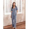 image:imageEkouaer Womens 2 Piece Lounge Set Casual Summer Outfits Ribbed Short Sleeve amp Wide Leg Pants Matching Set for Travel HomeRoyal Blue