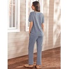 image:imageEkouaer Womens 2 Piece Lounge Set Casual Summer Outfits Ribbed Short Sleeve amp Wide Leg Pants Matching Set for Travel HomeRoyal Blue