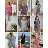 image:imageEkouaer Womens 2 Piece Lounge Sets Summer Two Piece Outfits Ribbed Knit V Neck Short Sleeve Tee and Pockets Shorts SetsBeige