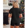 image:imageEkouaer Womens 2 Piece Lounge Sets Summer Two Piece Outfits Ribbed Knit V Neck Short Sleeve Tee and Pockets Shorts SetsBlack