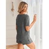 image:imageEkouaer Womens 2 Piece Lounge Sets Summer Two Piece Outfits Ribbed Knit V Neck Short Sleeve Tee and Pockets Shorts SetsGray
