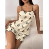 image:imageEkouaer Womens Cami Pajama Sets 2 Piece Cute Print Pjs Soft Tank Top amp Elastic Waist Shorts Camisole Lounge SetBeige Butterfly