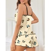 image:imageEkouaer Womens Cami Pajama Sets 2 Piece Cute Print Pjs Soft Tank Top amp Elastic Waist Shorts Camisole Lounge SetBeige Butterfly