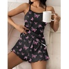 image:imageEkouaer Womens Cami Pajama Sets 2 Piece Cute Print Pjs Soft Tank Top amp Elastic Waist Shorts Camisole Lounge SetBlack Pink Butterfly