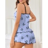 image:imageEkouaer Womens Cami Pajama Sets 2 Piece Cute Print Pjs Soft Tank Top amp Elastic Waist Shorts Camisole Lounge SetBlue Butterfly