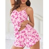 image:imageEkouaer Womens Cami Pajama Sets 2 Piece Cute Print Pjs Soft Tank Top amp Elastic Waist Shorts Camisole Lounge SetPink Bows