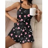 image:imageEkouaer Womens Cami Pajama Sets 2 Piece Cute Print Pjs Soft Tank Top amp Elastic Waist Shorts Camisole Lounge SetPink Heart
