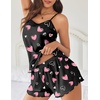 image:imageEkouaer Womens Cami Pajama Sets 2 Piece Cute Print Pjs Soft Tank Top amp Elastic Waist Shorts Camisole Lounge SetPink Heart