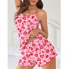 image:imageEkouaer Womens Cami Pajama Sets 2 Piece Cute Print Pjs Soft Tank Top amp Elastic Waist Shorts Camisole Lounge SetPink Leopard