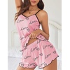 image:imageEkouaer Womens Cami Pajama Sets 2 Piece Cute Print Pjs Soft Tank Top amp Elastic Waist Shorts Camisole Lounge SetPink Love