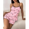 image:imageEkouaer Womens Cami Pajama Sets 2 Piece Cute Print Pjs Soft Tank Top amp Elastic Waist Shorts Camisole Lounge SetPink Love