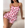 image:imageEkouaer Womens Cami Pajama Sets 2 Piece Cute Print Pjs Soft Tank Top amp Elastic Waist Shorts Camisole Lounge SetPink Love Heart