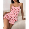 image:imageEkouaer Womens Cami Pajama Sets 2 Piece Cute Print Pjs Soft Tank Top amp Elastic Waist Shorts Camisole Lounge SetRed Cherry