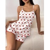 image:imageEkouaer Womens Cami Pajama Sets 2 Piece Cute Print Pjs Soft Tank Top amp Elastic Waist Shorts Camisole Lounge SetStrawberry